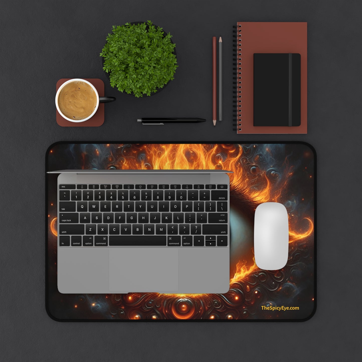 The Sizzling Stare That Sees Your Soul (And Roasts It). 👁🔥-Desk Mat