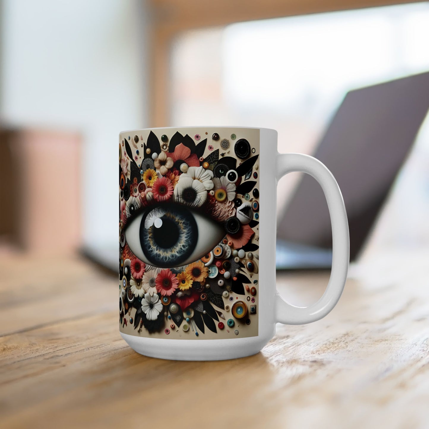 “Brewed Among Blooms & Bad Vibes Blockers” – Coffee in hand, evil eye on duty, patience nowhere.