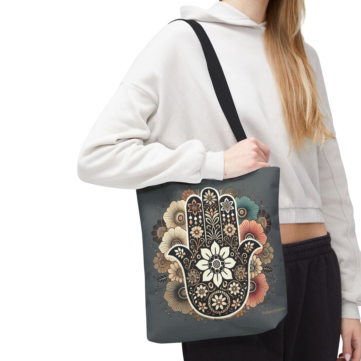 Boho Blossom Hamsa Tote
