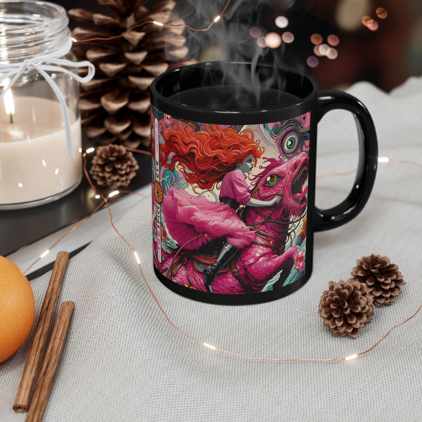 “Galloping Through Drama, Fueled by Coffee & the Evil Eye” – Red curls, sharp sarcasm, unstoppable.