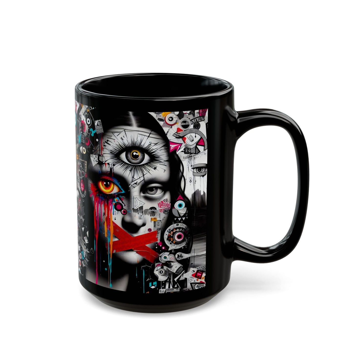 “Mona Lisa Smile, Evil Eye Stare, Morning Coffee Glare” – Classic art, modern attitude.