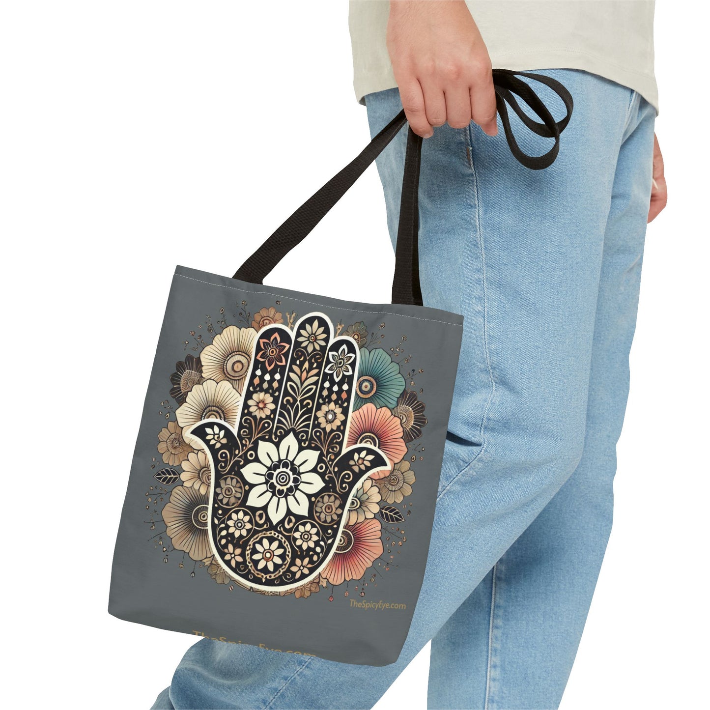Boho Blossom Hamsa Tote