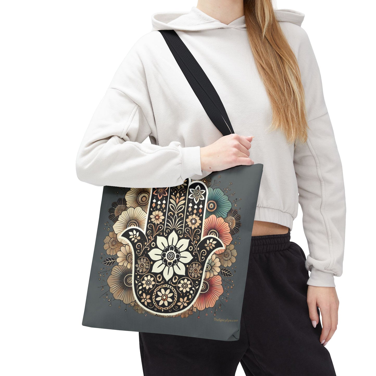 Boho Blossom Hamsa Tote