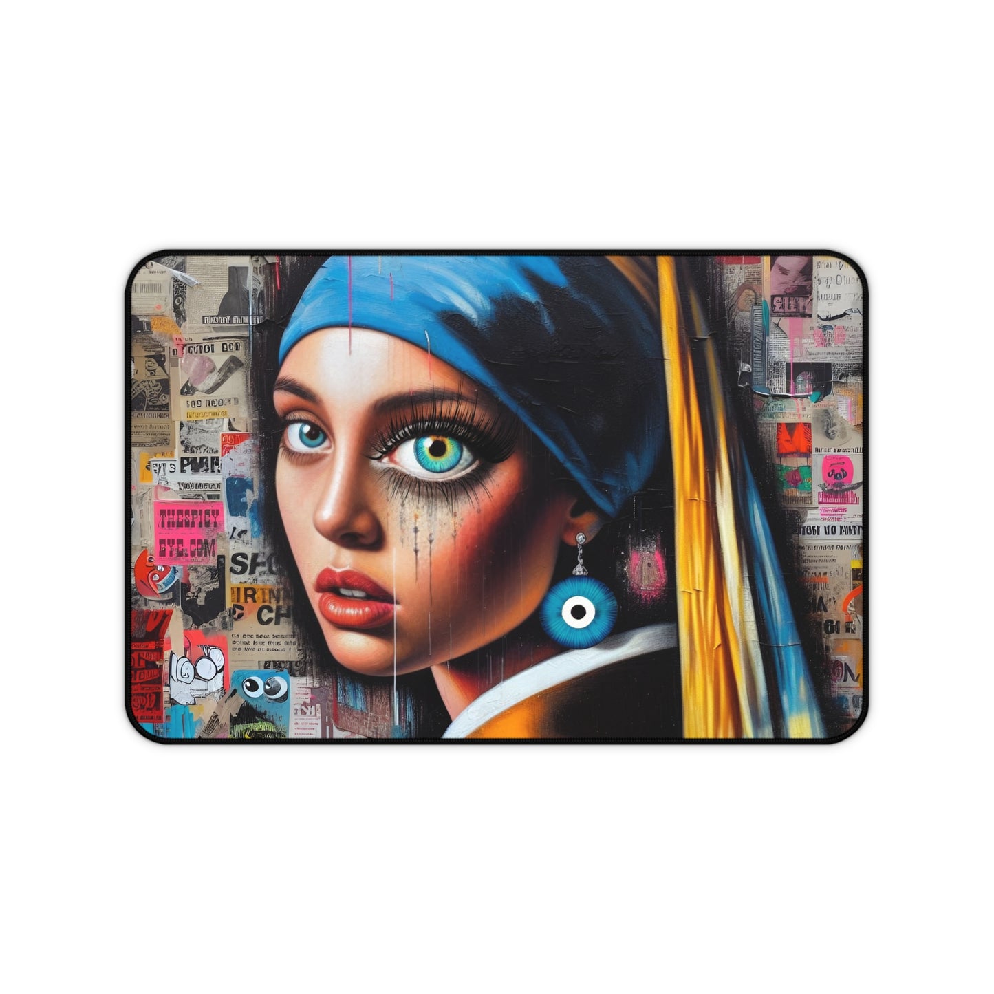 The Girl With The Evil Eye Earring - Desk Pad