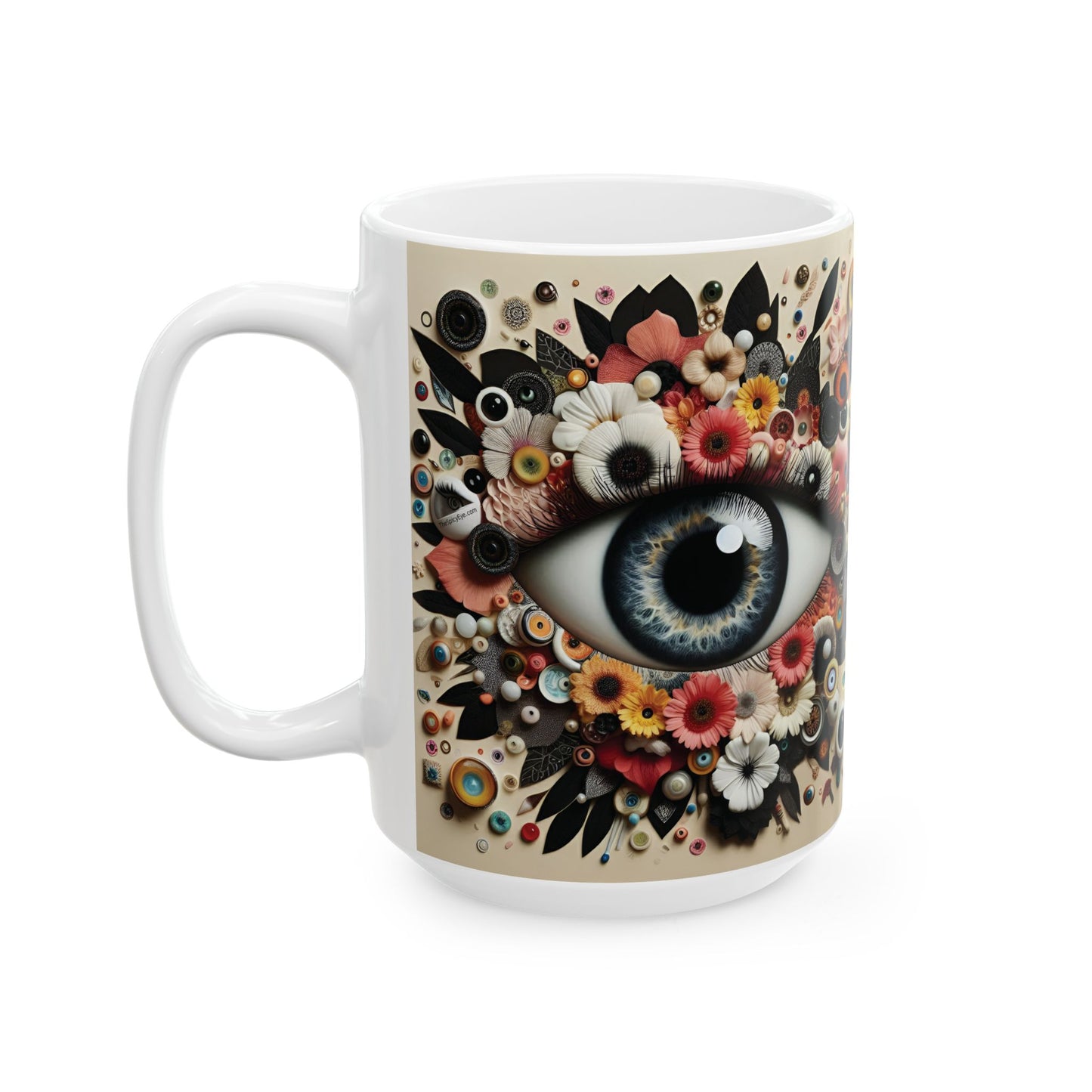 “Brewed Among Blooms & Bad Vibes Blockers” – Coffee in hand, evil eye on duty, patience nowhere.