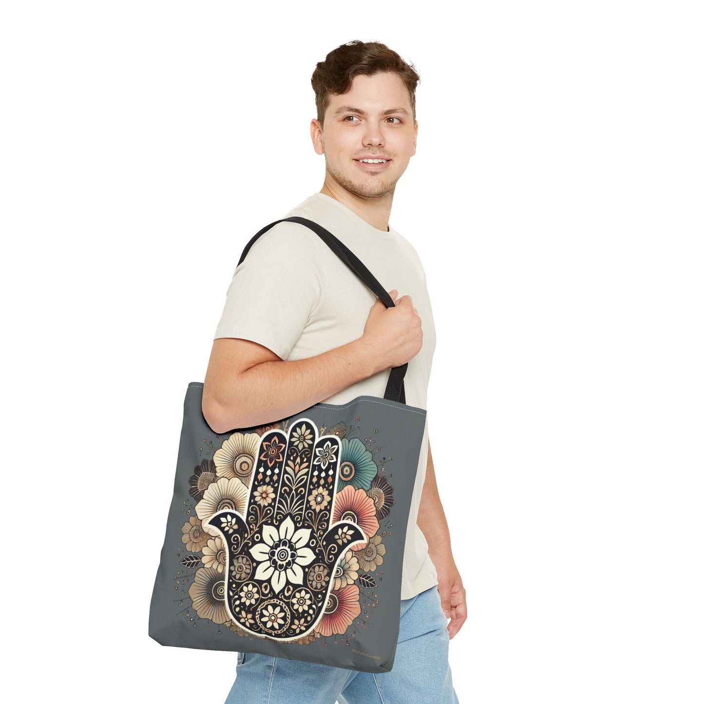 Boho Blossom Hamsa Tote
