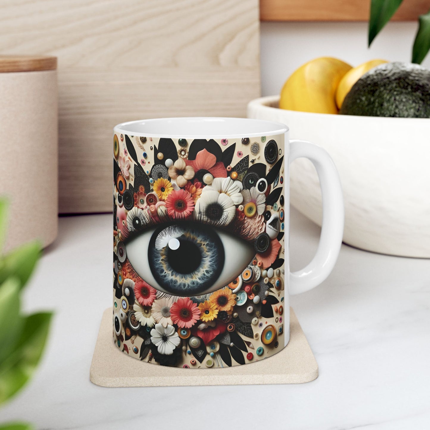“Brewed Among Blooms & Bad Vibes Blockers” – Coffee in hand, evil eye on duty, patience nowhere.