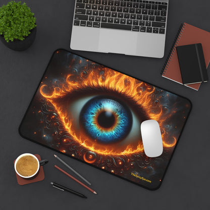 The Sizzling Stare That Sees Your Soul (And Roasts It). 👁🔥-Desk Mat