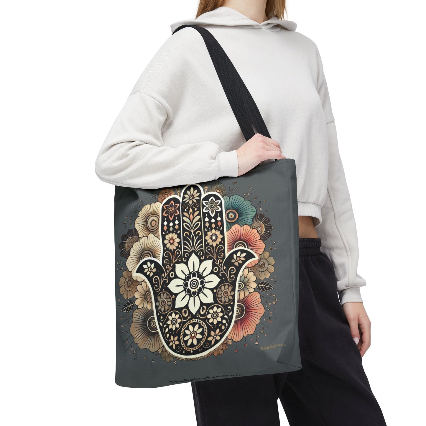 Boho Blossom Hamsa Tote