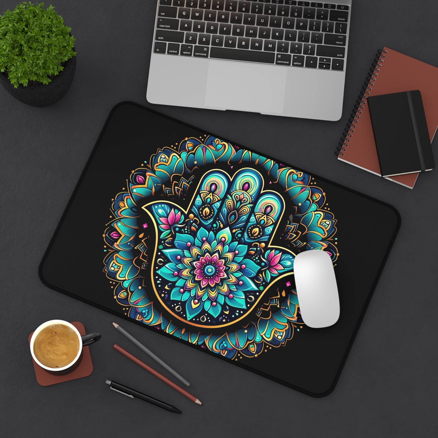 The Glow-Up Guardian: Hamsa-Desk Pad