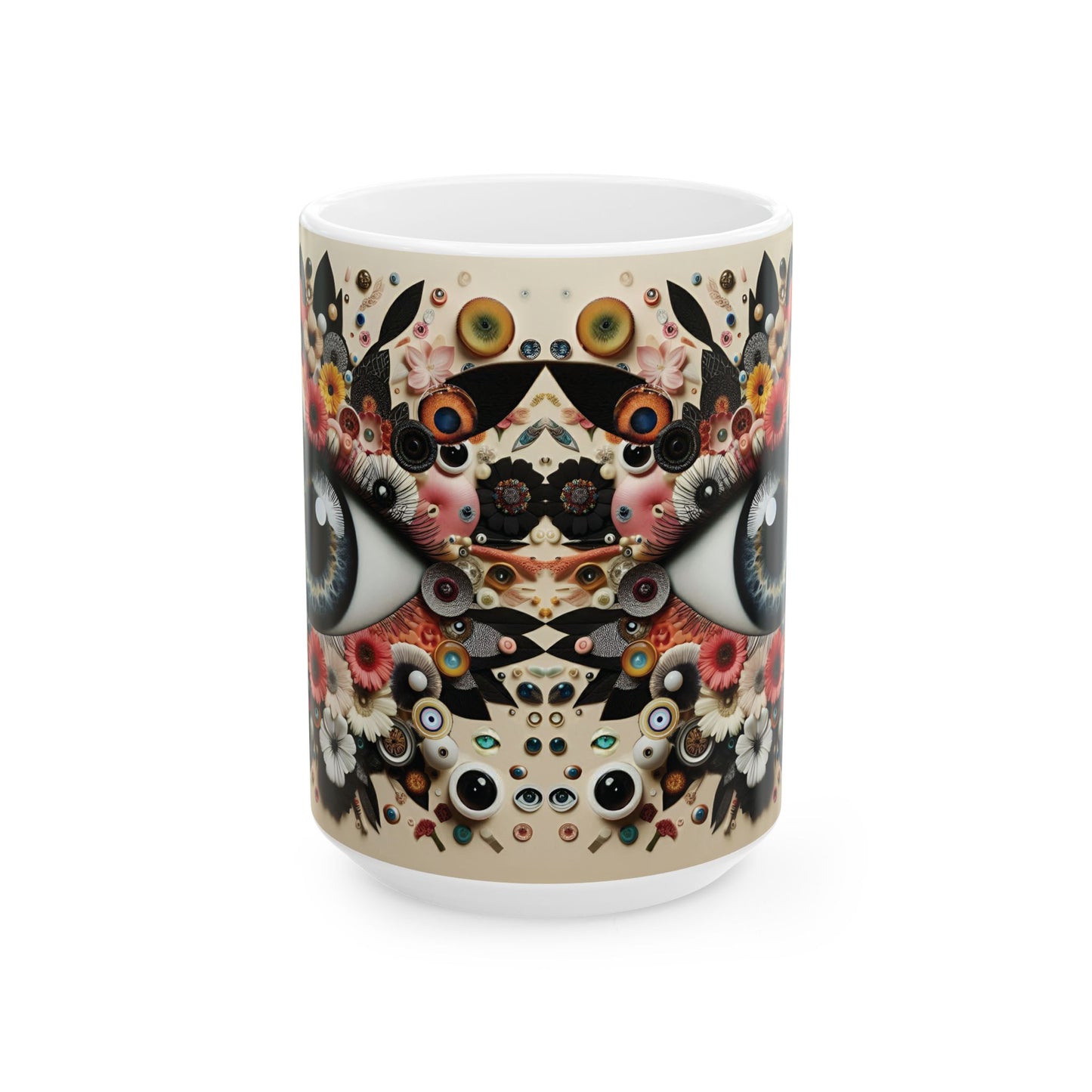 “Brewed Among Blooms & Bad Vibes Blockers” – Coffee in hand, evil eye on duty, patience nowhere.