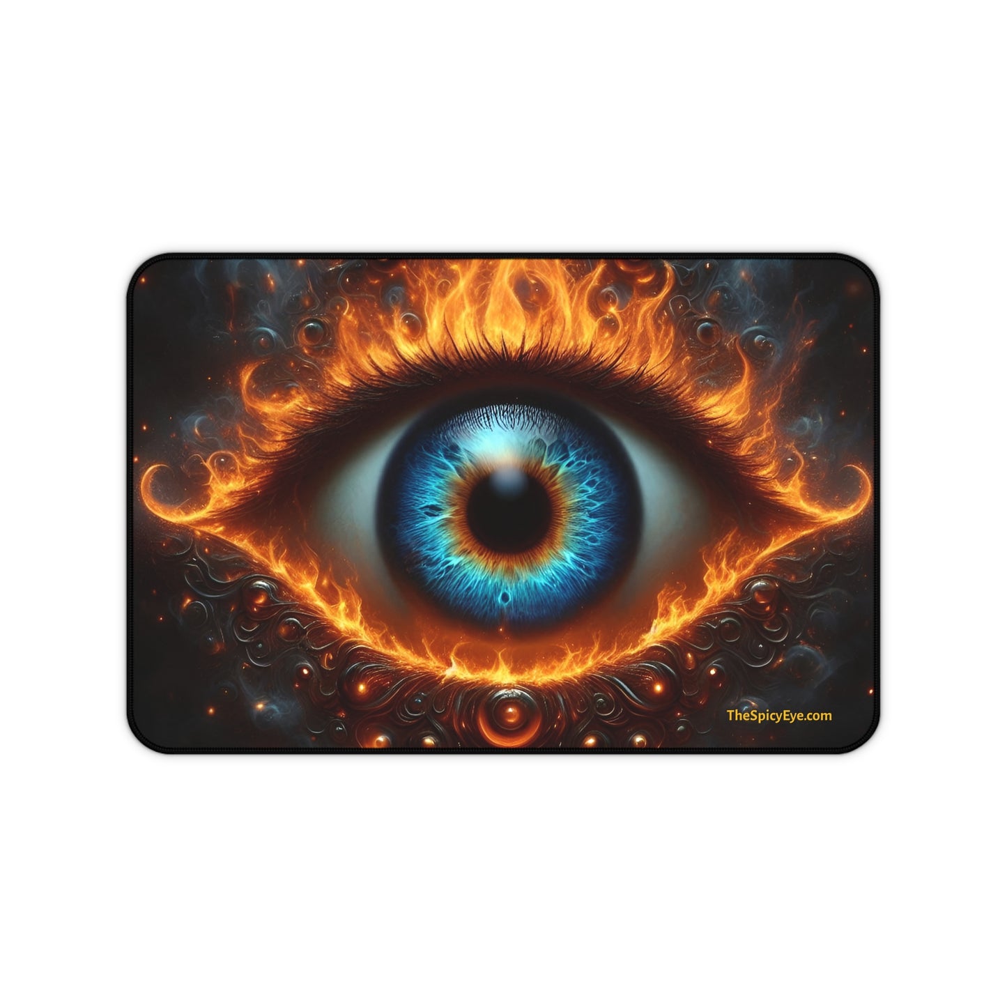 The Sizzling Stare That Sees Your Soul (And Roasts It). 👁🔥-Desk Mat