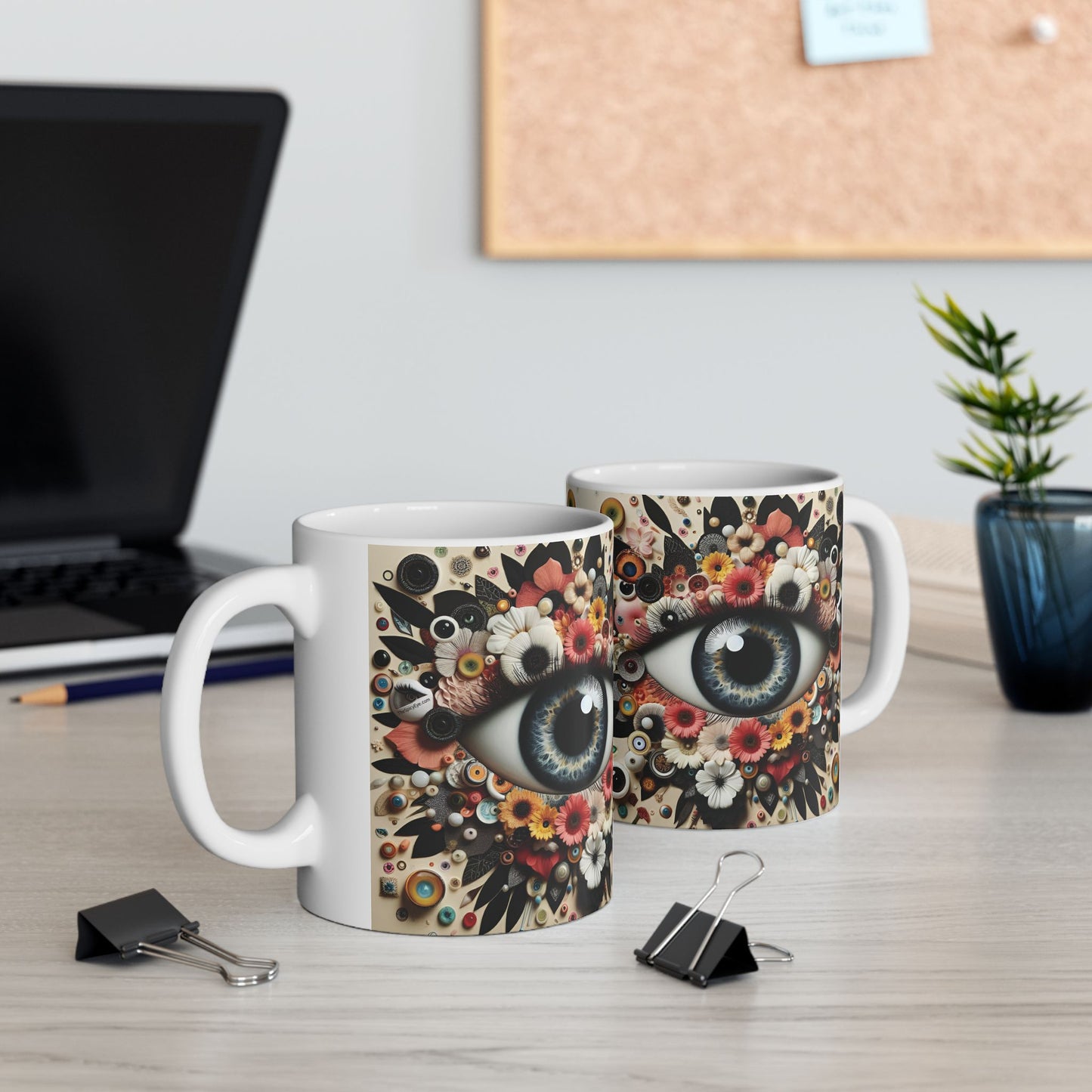 “Brewed Among Blooms & Bad Vibes Blockers” – Coffee in hand, evil eye on duty, patience nowhere.