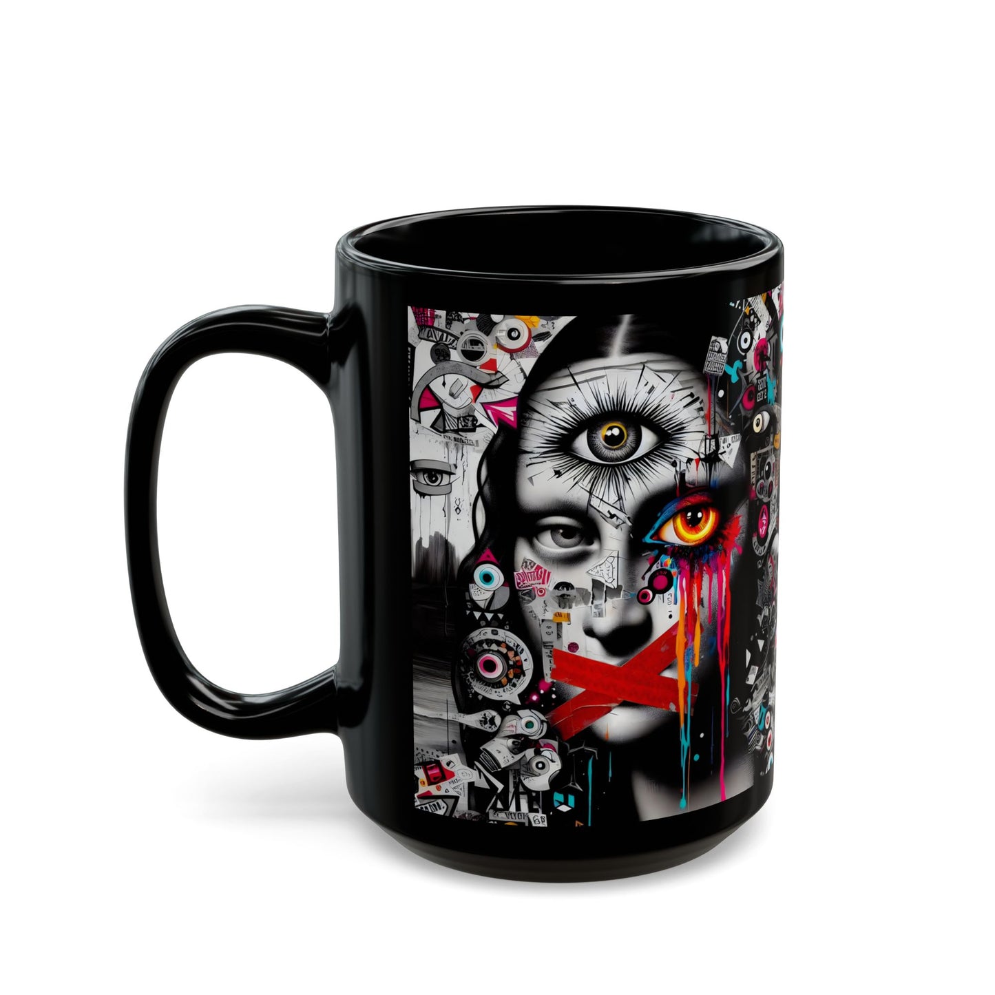 “Mona Lisa Smile, Evil Eye Stare, Morning Coffee Glare” – Classic art, modern attitude.