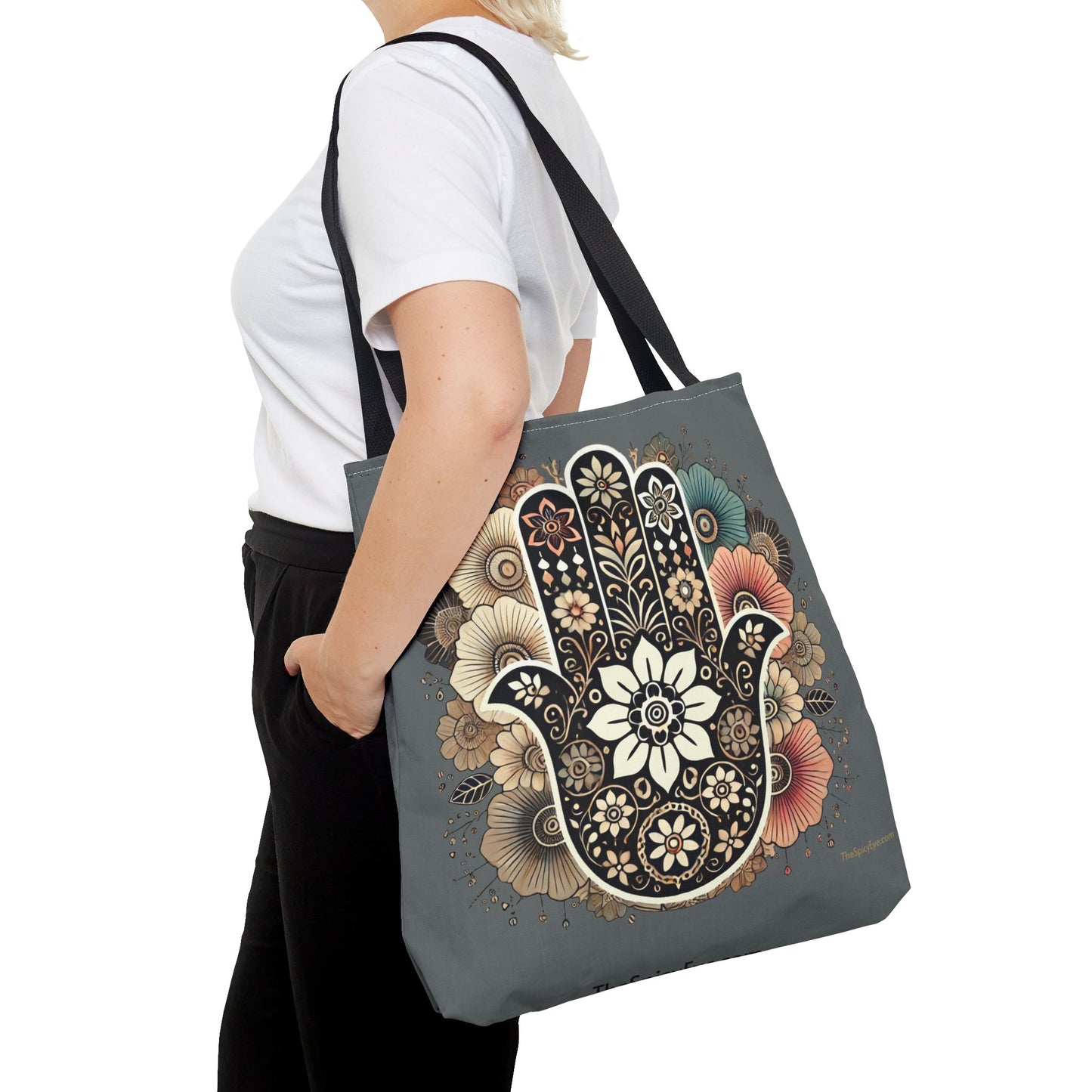 Boho Blossom Hamsa Tote