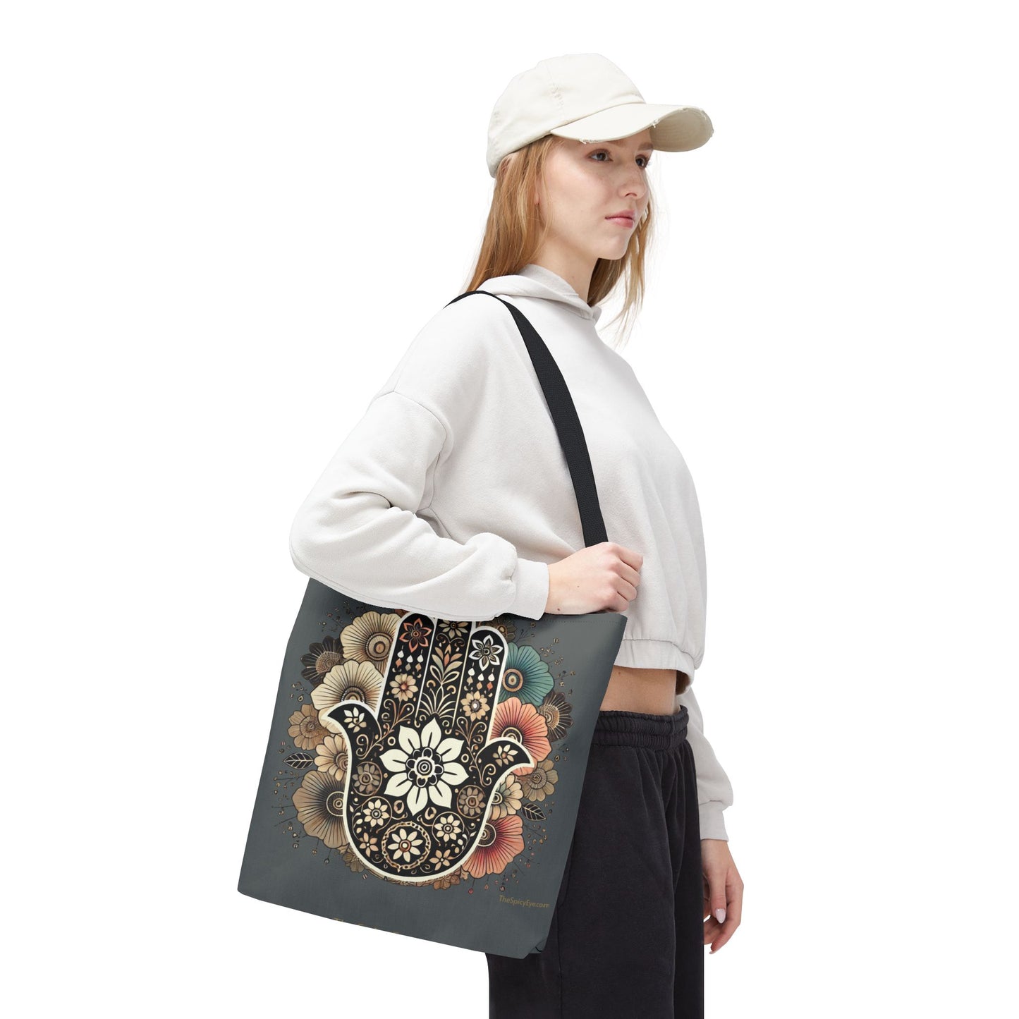Boho Blossom Hamsa Tote
