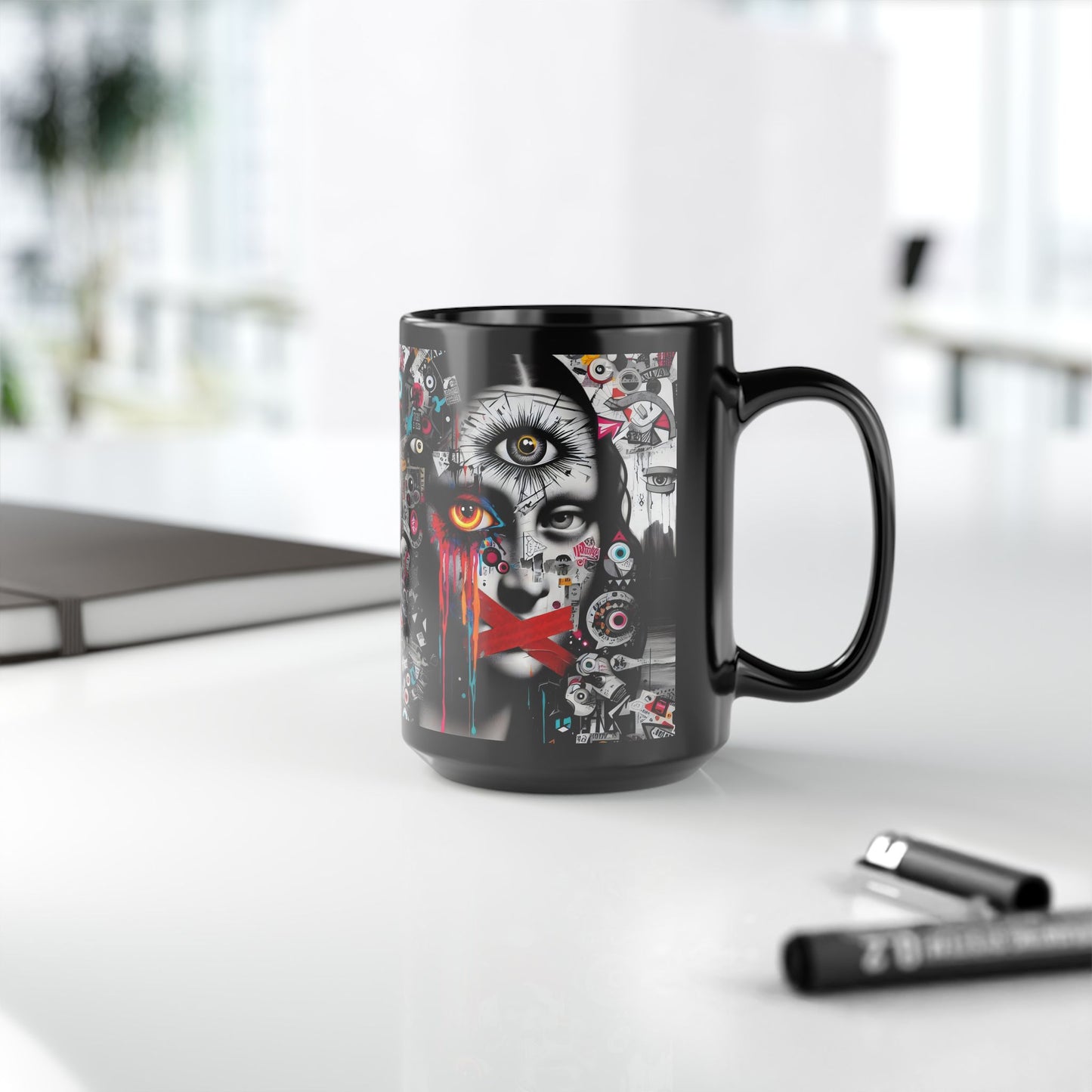 “Mona Lisa Smile, Evil Eye Stare, Morning Coffee Glare” – Classic art, modern attitude.