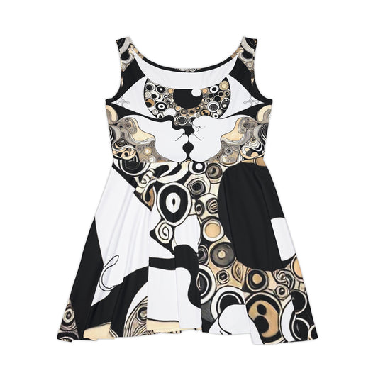 Abstract Love Women's Skater Dress - Chic & Playful Fashion