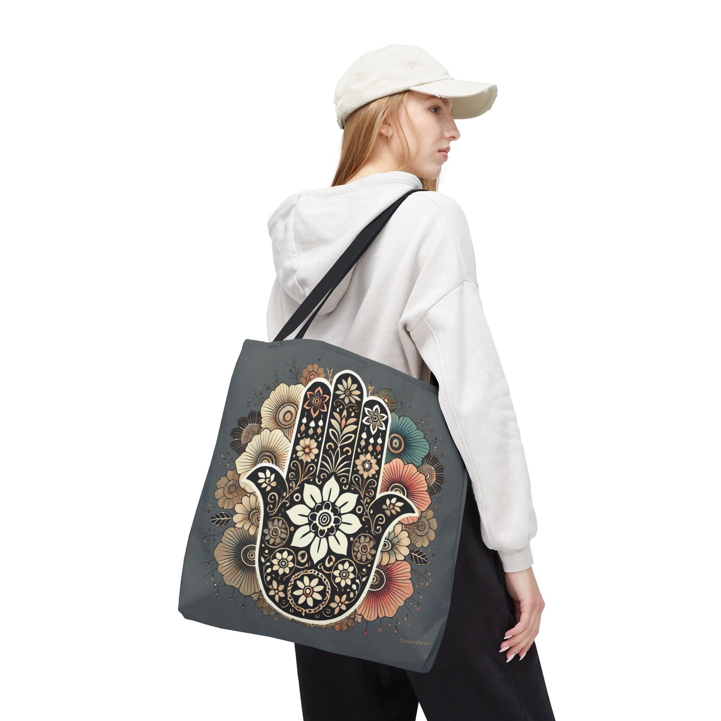 Boho Blossom Hamsa Tote