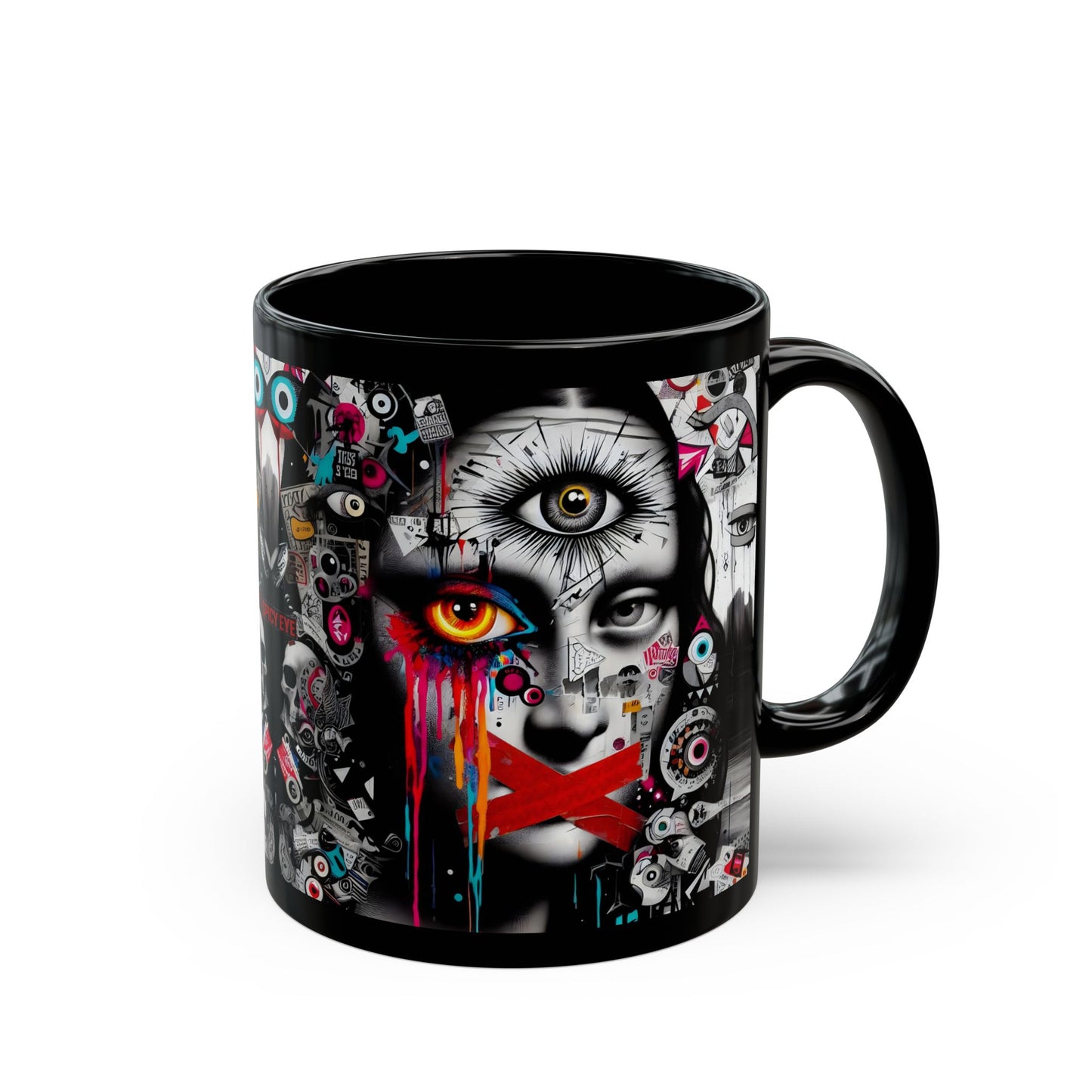 “Mona Lisa Smile, Evil Eye Stare, Morning Coffee Glare” – Classic art, modern attitude.
